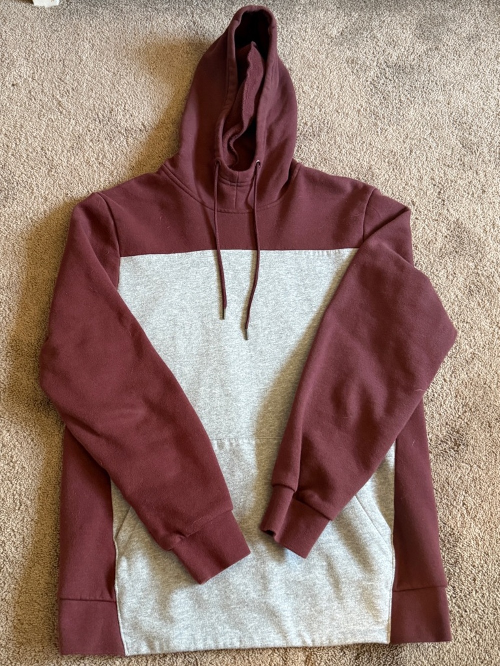 Athletic Works Hoodie Colorblock Gray Maroon Men’s S (34–36)
